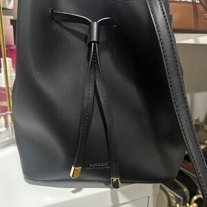 Lauren Ralph Lauren Black Drawstring Shoulder Bag
